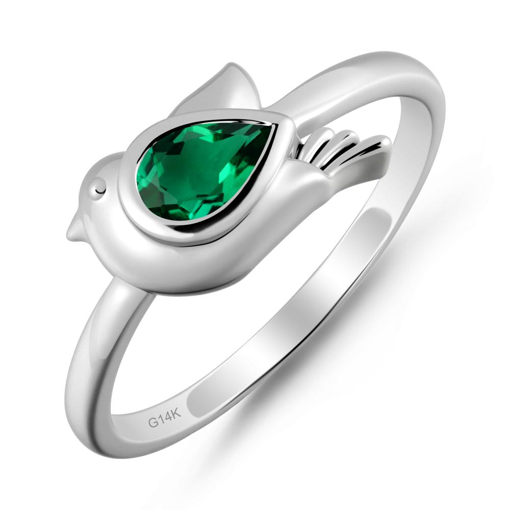 Peace Dove Emerald Ring - LUO Jewelry #metal_14k white gold