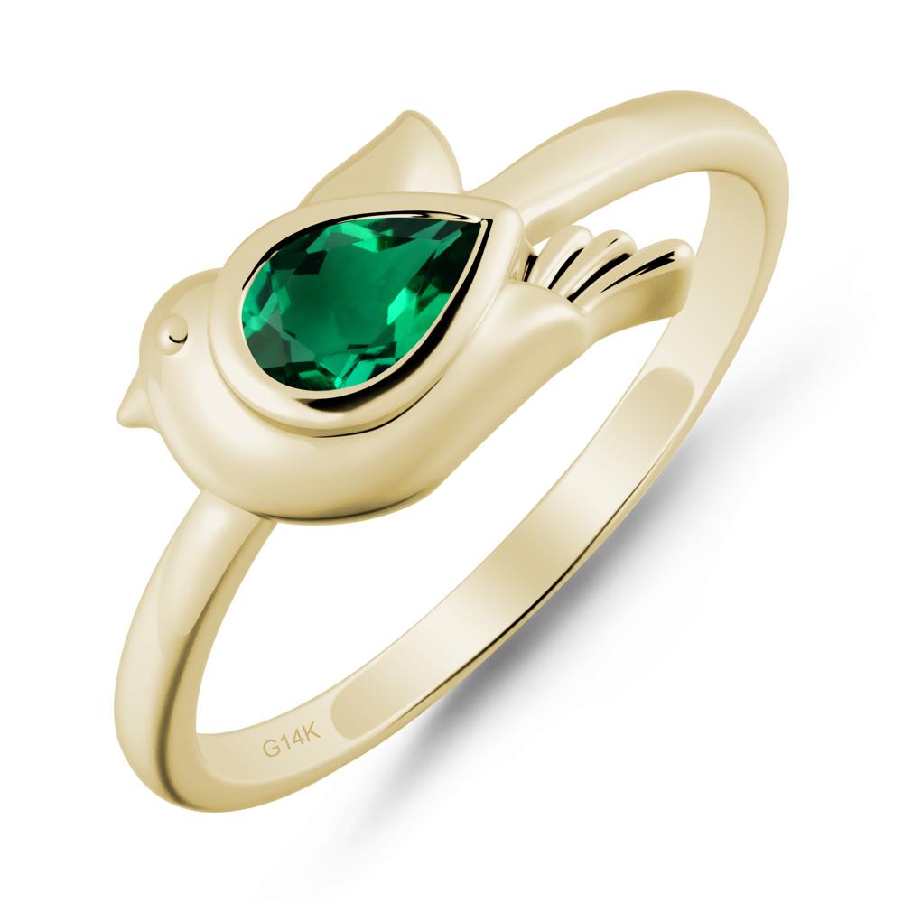 Peace Dove Emerald Ring - LUO Jewelry #metal_14k yellow gold