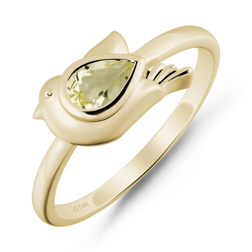 Peace Dove Lemon Quartz Ring - LUO Jewelry #metal_14k yellow gold