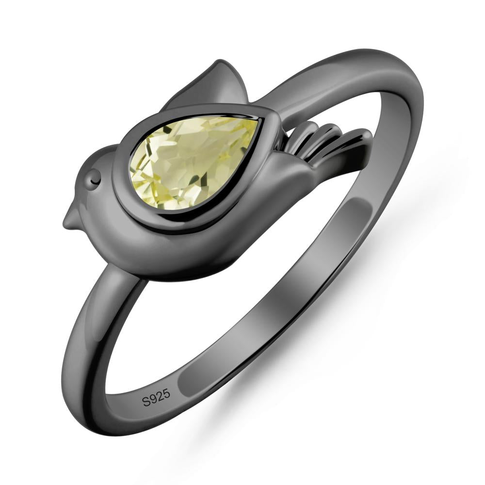 Peace Dove Lemon Quartz Ring - LUO Jewelry #metal_black finish sterling silver