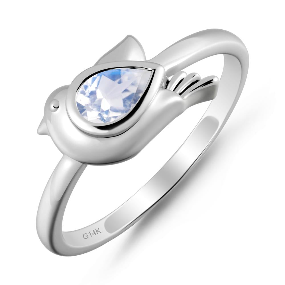 Peace Dove Moonstone Ring - LUO Jewelry #metal_14k white gold