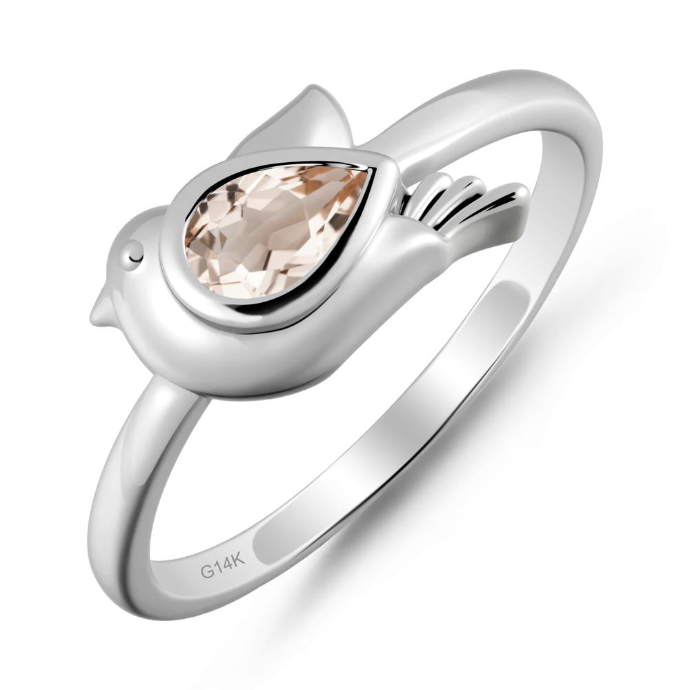 Cute Pigeon Shaped Morganite Ring - LUO Jewelry #metal_14k white gold