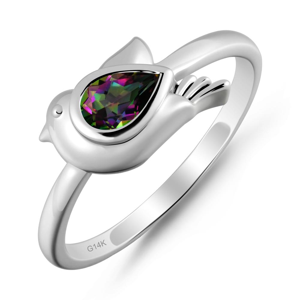 Peace Dove Mystic Topaz Ring - LUO Jewelry #metal_14k white gold