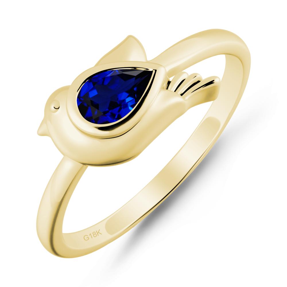 Cute Pigeon Shaped Sapphire Ring - LUO Jewelry #metal_18k yellow gold