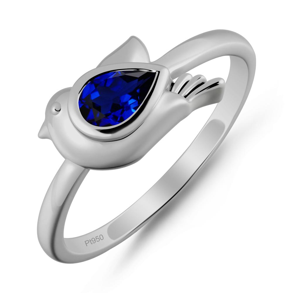 Cute Pigeon Shaped Sapphire Ring - LUO Jewelry #metal_platinum