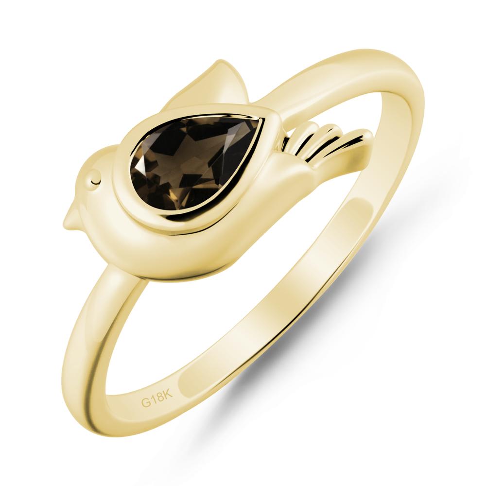 Peace Dove Smoky Quartz Ring - LUO Jewelry #metal_18k yellow gold
