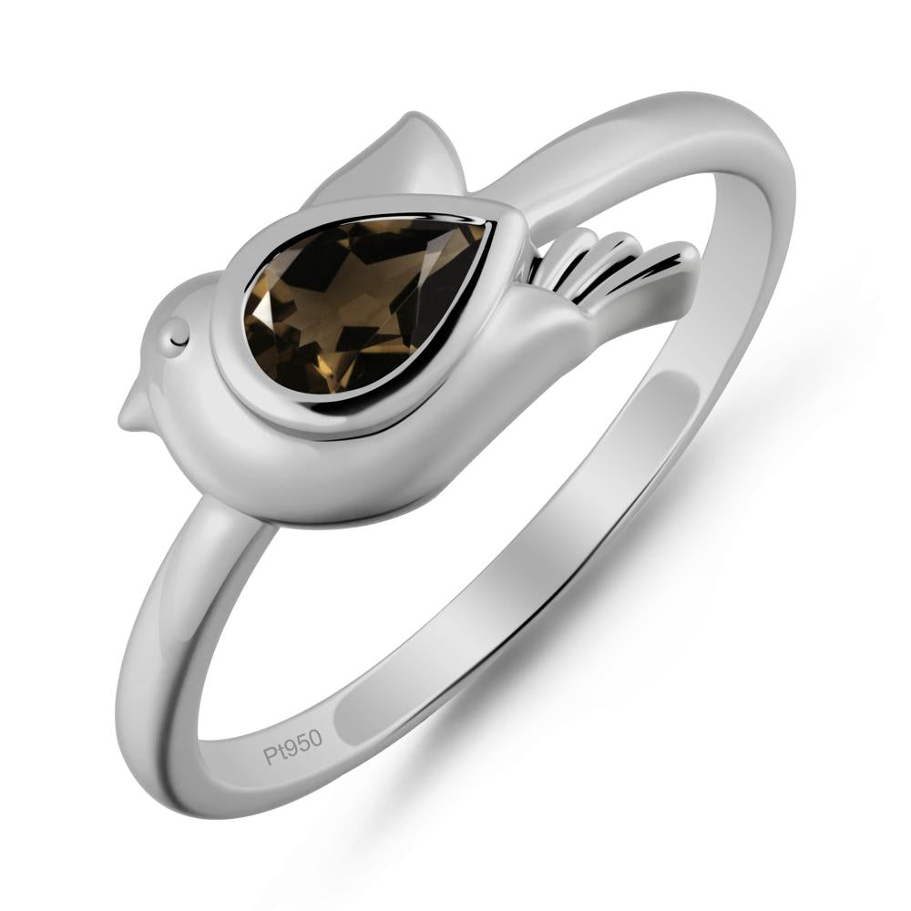 Peace Dove Smoky Quartz Ring - LUO Jewelry #metal_platinum