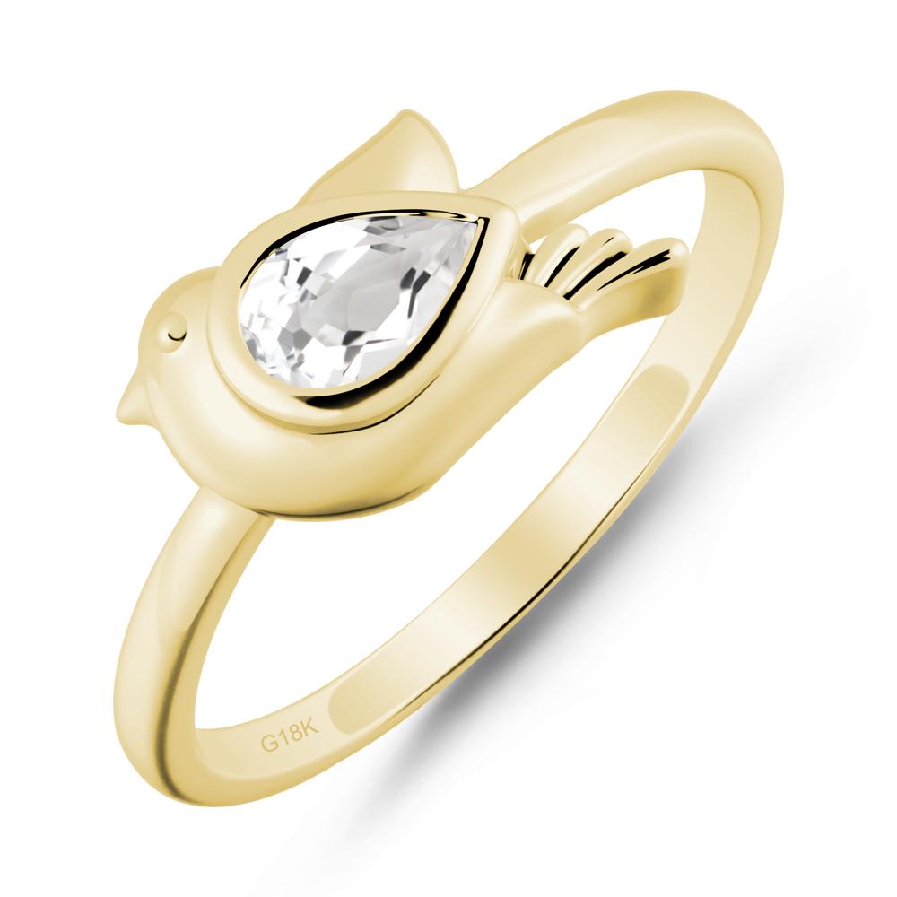 Peace Dove White Topaz Ring - LUO Jewelry #metal_18k yellow gold
