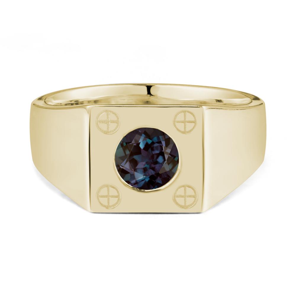 Geometric Wide Band Alexandrite Ring - LUO Jewelry #metal_14k yellow gold