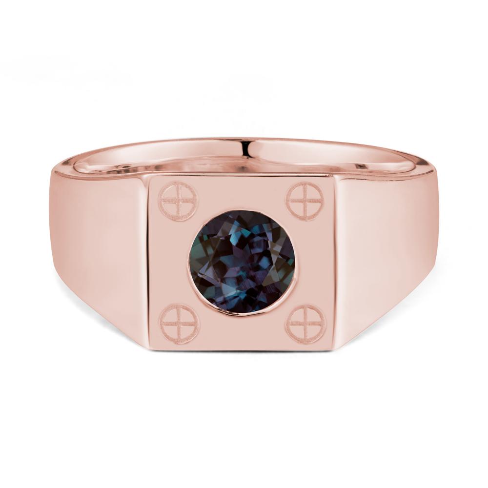 Geometric Wide Band Alexandrite Ring - LUO Jewelry #metal_18k rose gold
