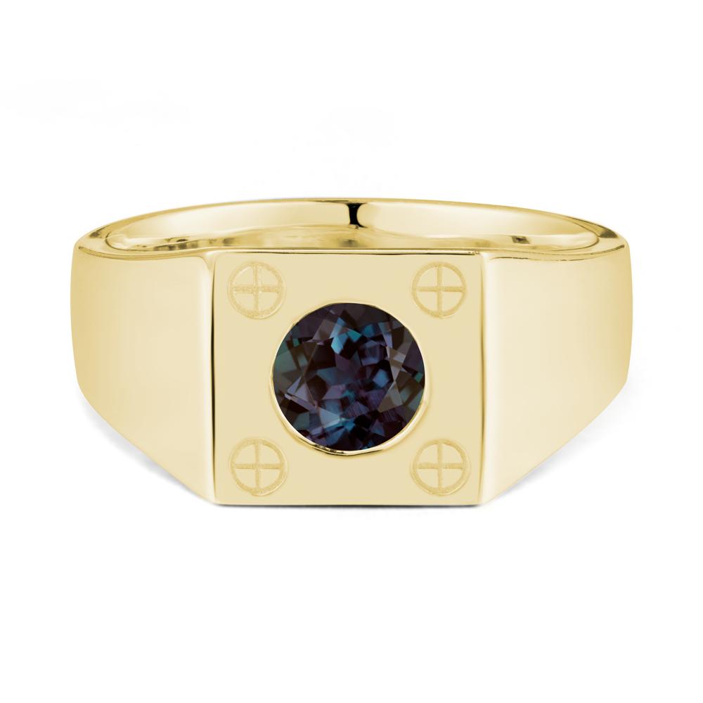 Geometric Wide Band Alexandrite Ring - LUO Jewelry #metal_18k yellow gold