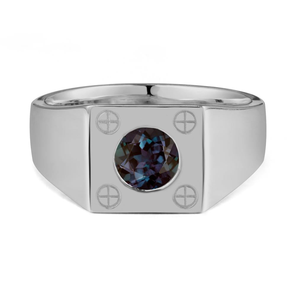 Geometric Wide Band Alexandrite Ring - LUO Jewelry #metal_platinum