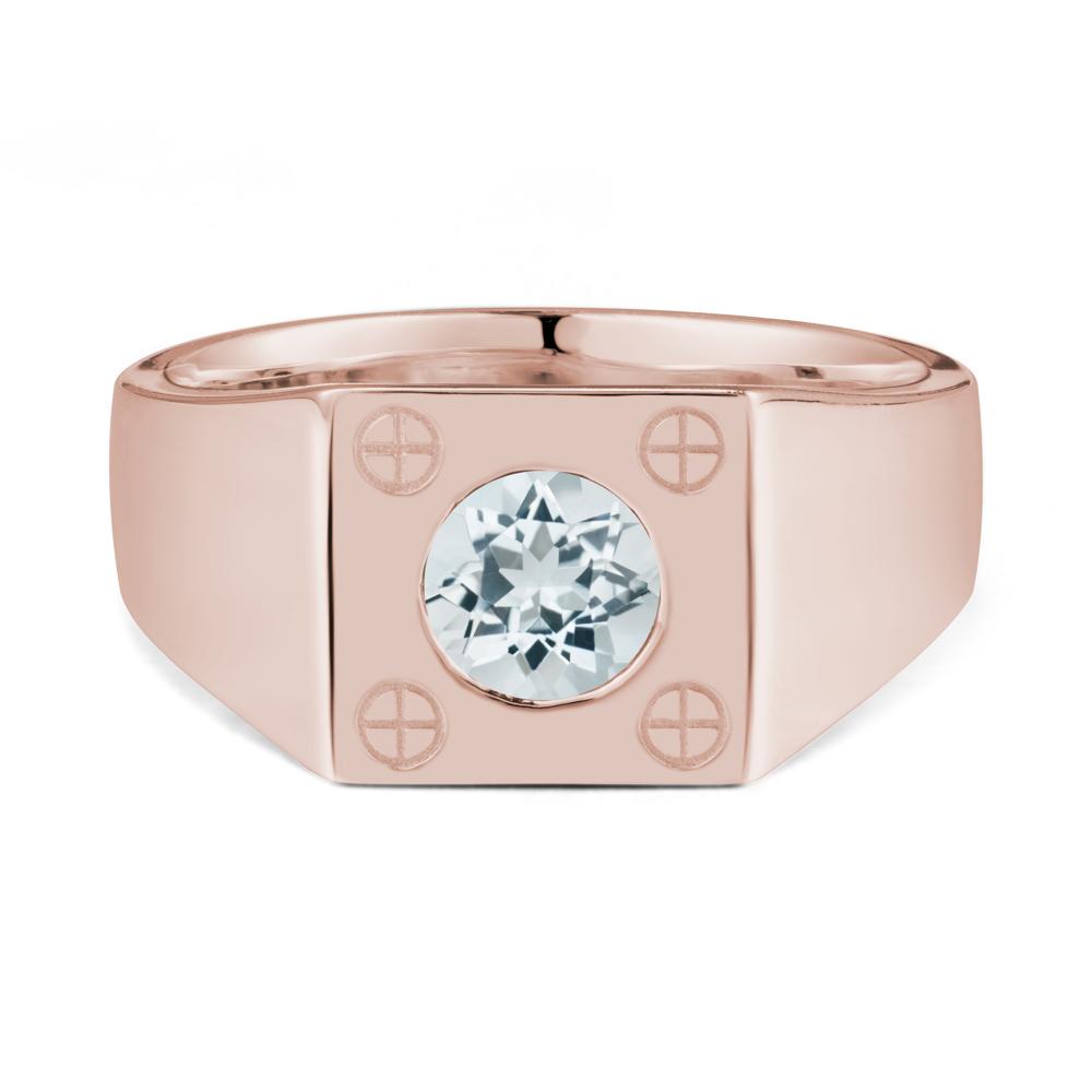 Geometric Wide Band Aquamarine Ring - LUO Jewelry #metal_14k rose gold