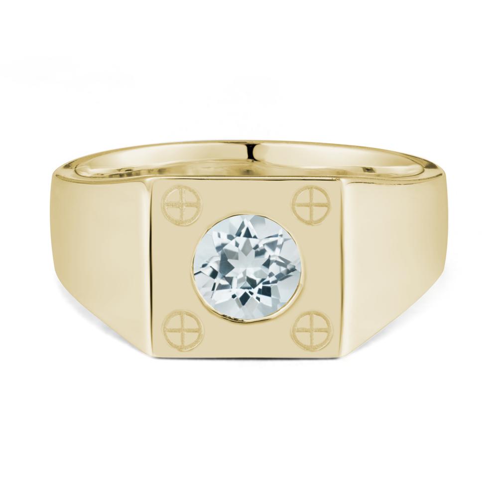 Geometric Wide Band Aquamarine Ring - LUO Jewelry #metal_14k yellow gold