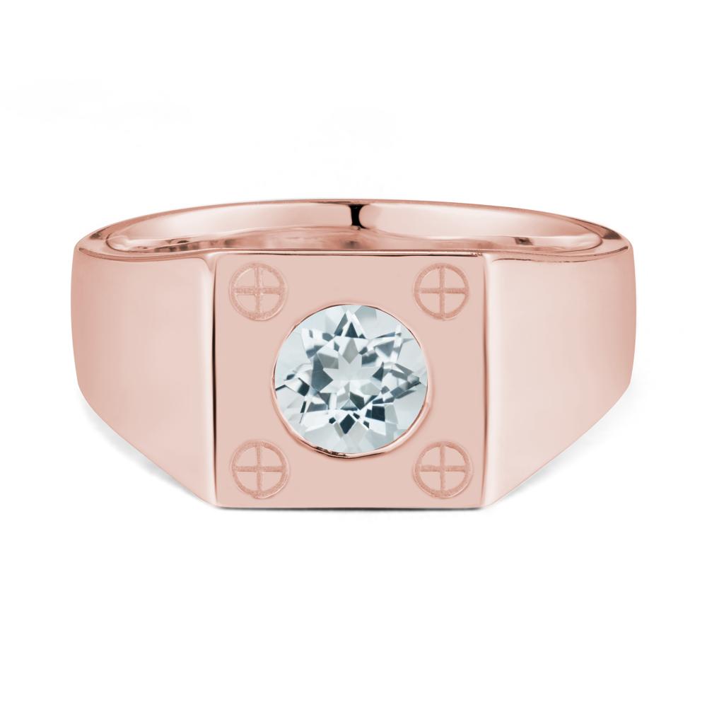 Geometric Wide Band Aquamarine Ring - LUO Jewelry #metal_18k rose gold