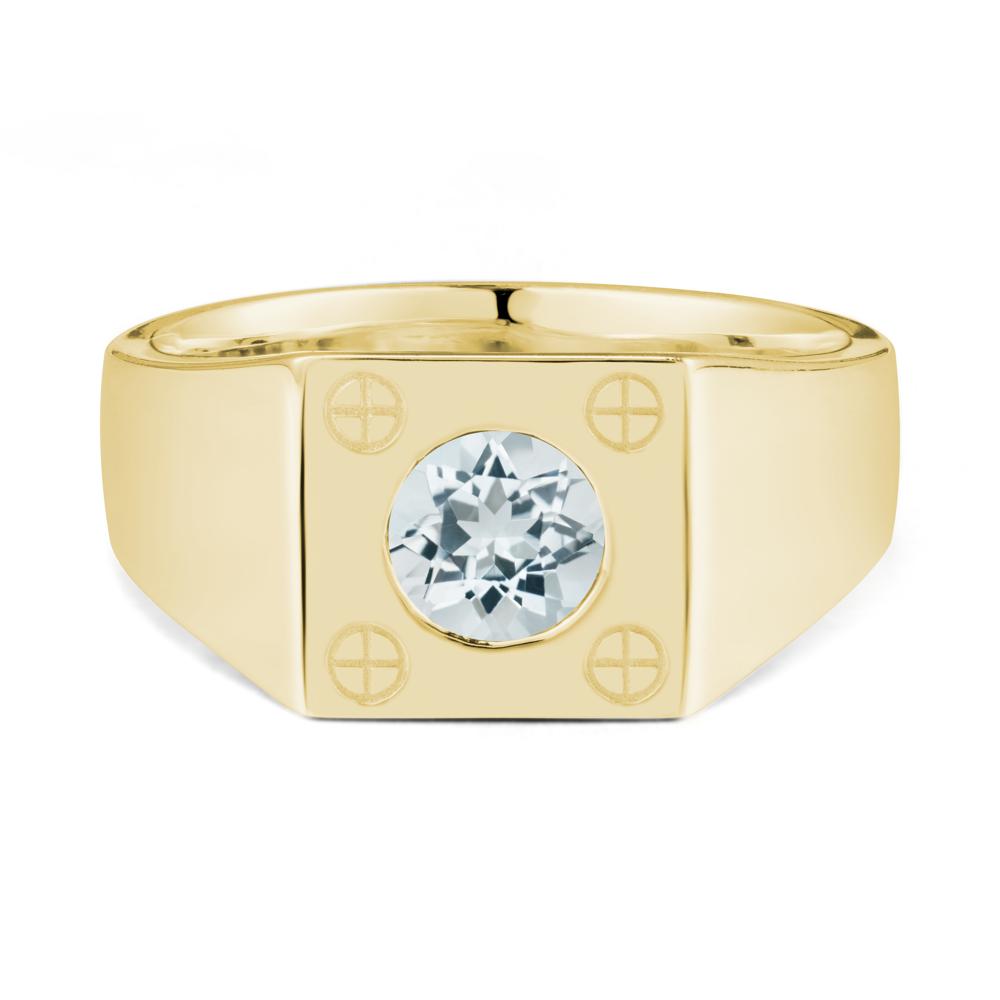 Geometric Wide Band Aquamarine Ring - LUO Jewelry #metal_18k yellow gold