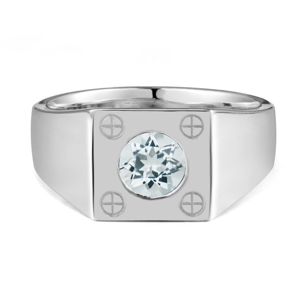 Geometric Wide Band Aquamarine Ring - LUO Jewelry #metal_sterling silver