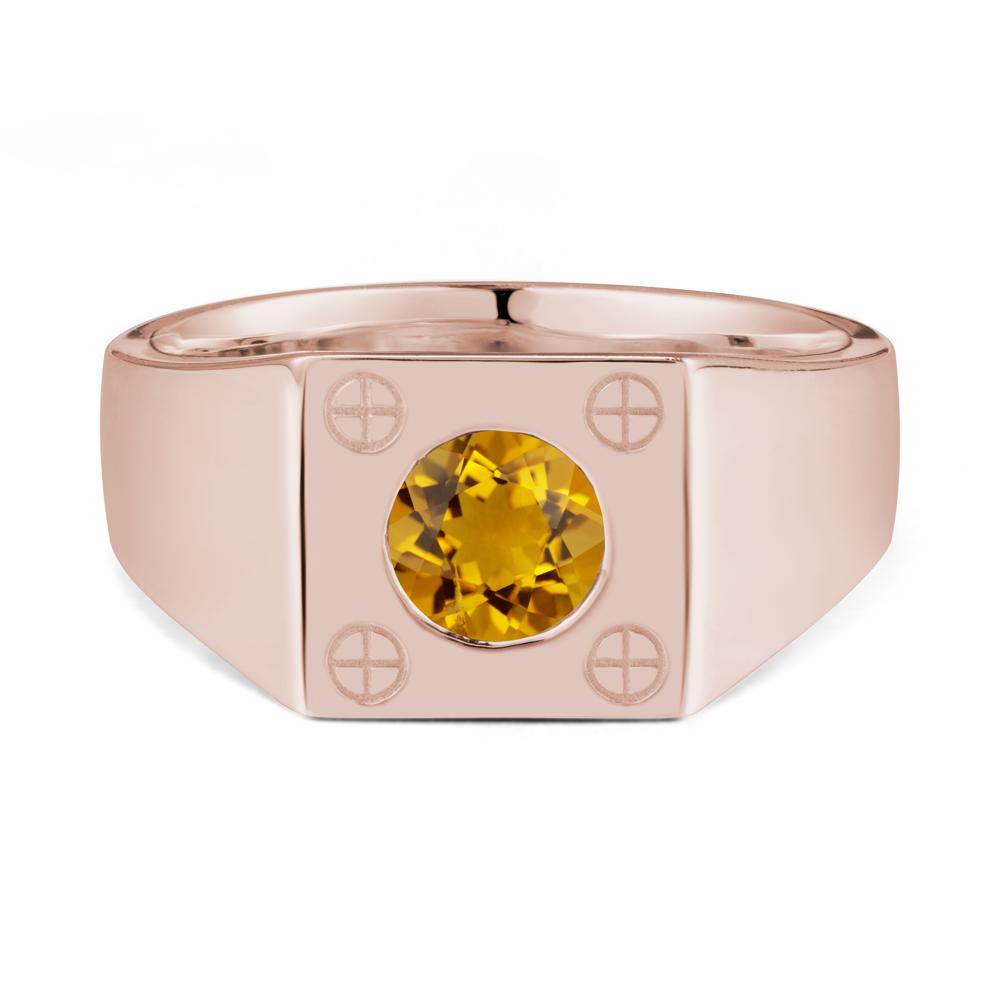 Geometric Wide Band Citrine Ring - LUO Jewelry #metal_14k rose gold