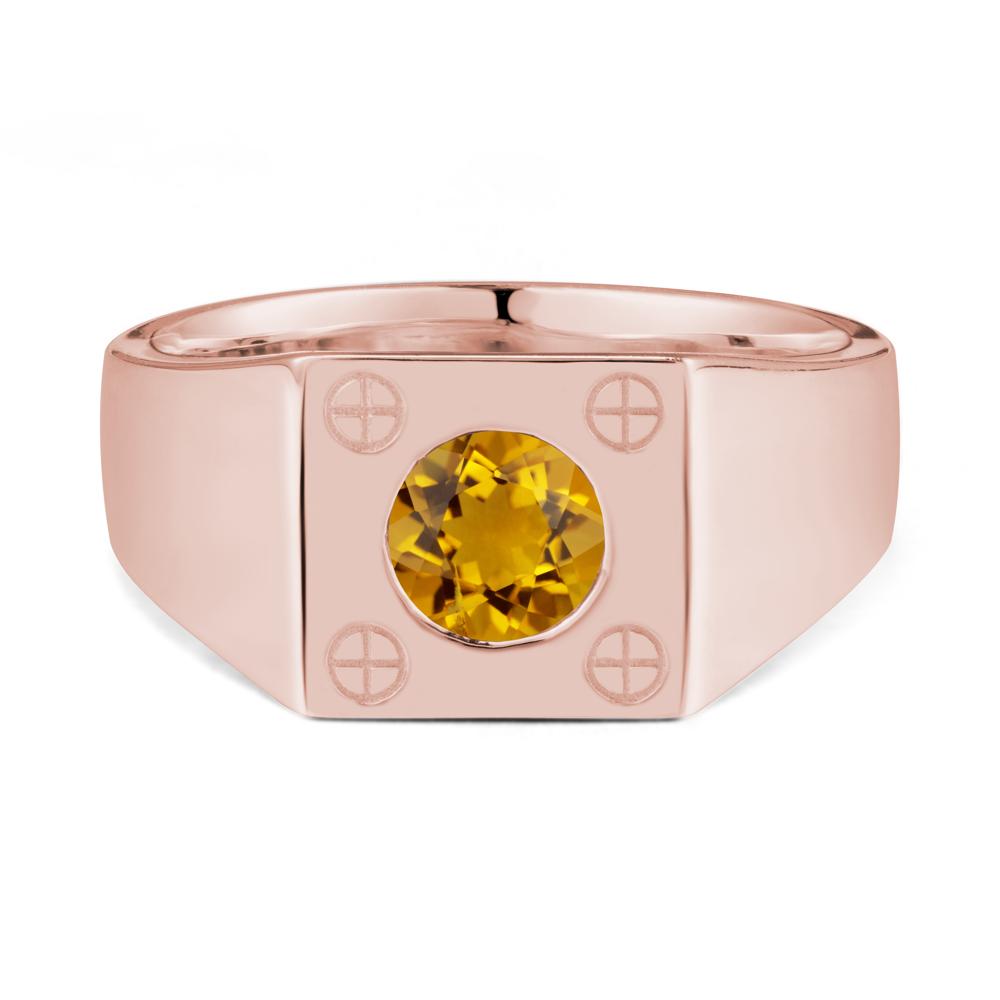 Geometric Wide Band Citrine Ring - LUO Jewelry #metal_18k rose gold