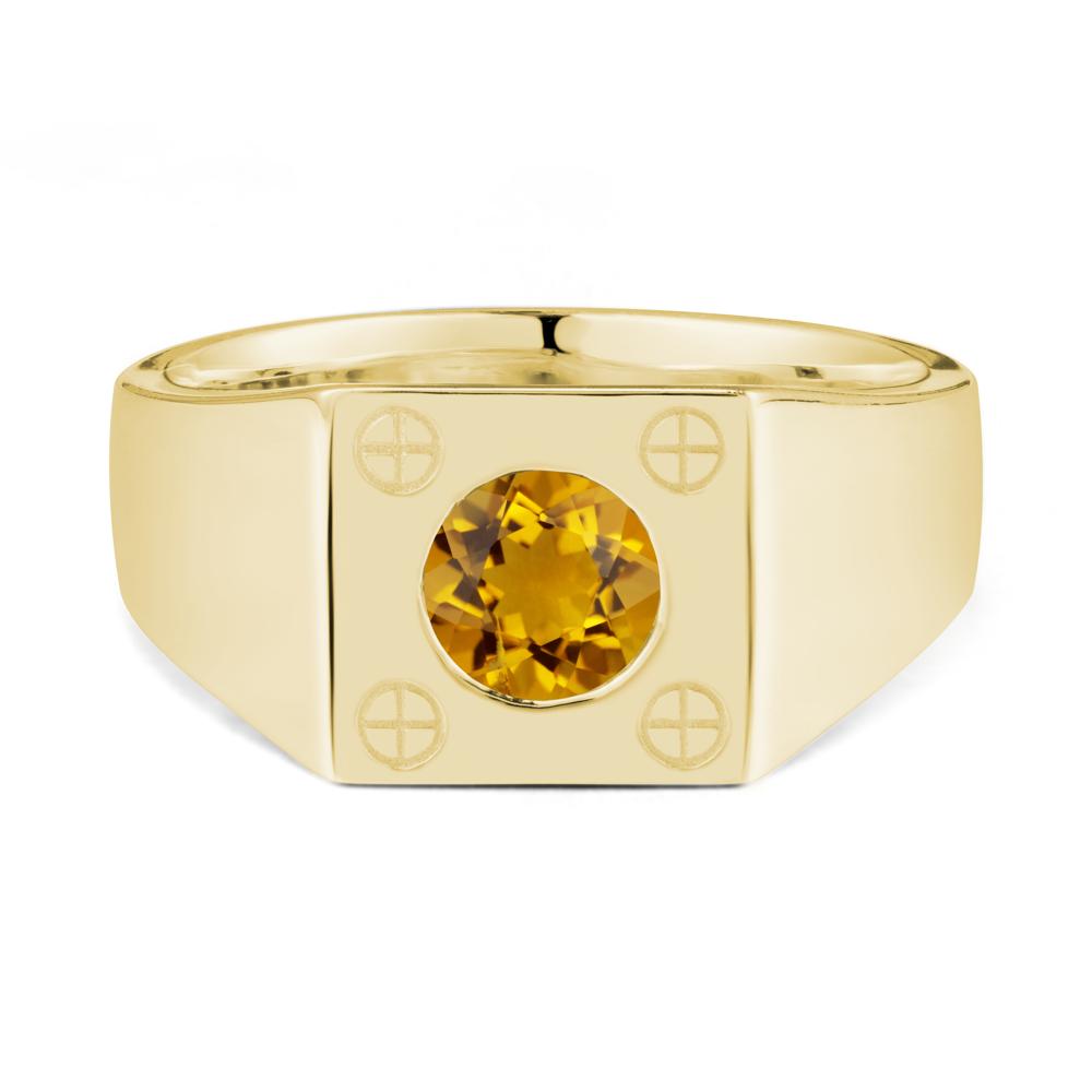Geometric Wide Band Citrine Ring - LUO Jewelry #metal_18k yellow gold