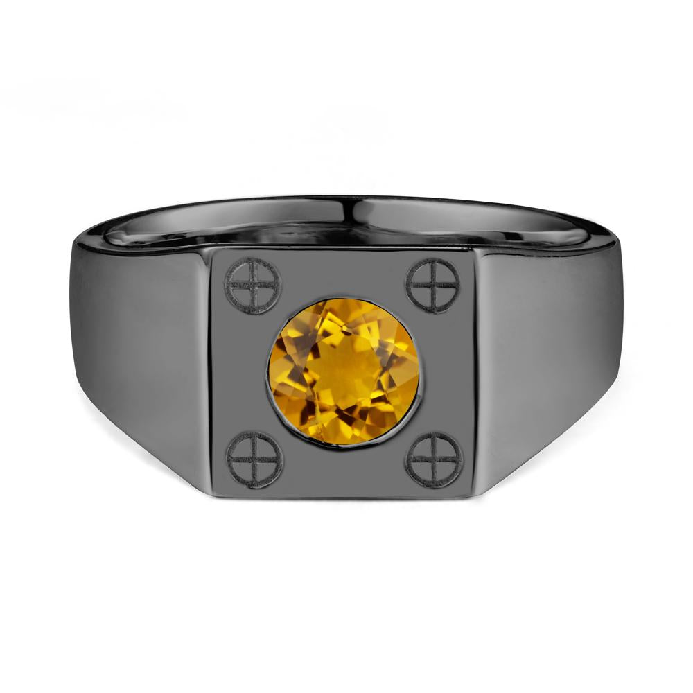 Geometric Wide Band Citrine Ring - LUO Jewelry #metal_black finish sterling silver