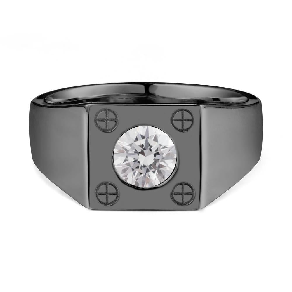 Geometric Wide Band Diamond Ring - LUO Jewelry #metal_black finish sterling silver