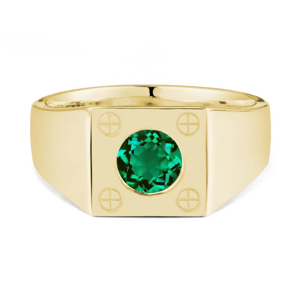 Geometric Wide Band Emerald Ring - LUO Jewelry #metal_18k yellow gold