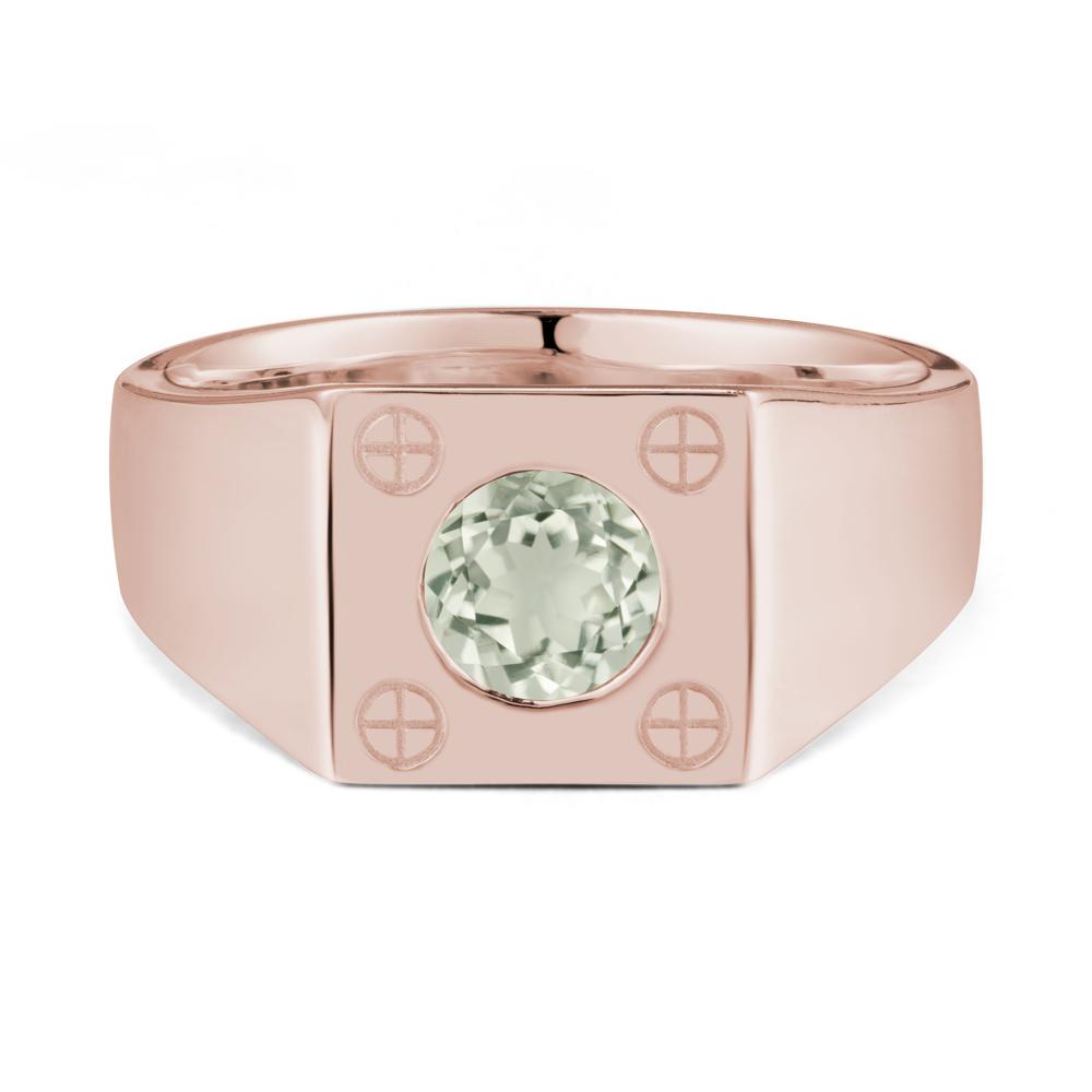 Geometric Wide Band Green Amethyst Ring - LUO Jewelry #metal_14k rose gold