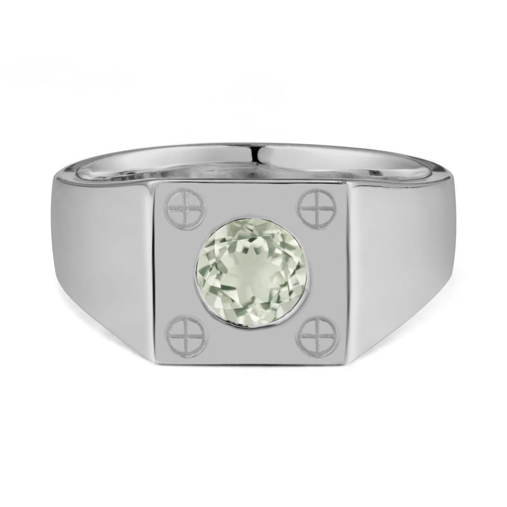 Geometric Wide Band Green Amethyst Ring - LUO Jewelry #metal_platinum