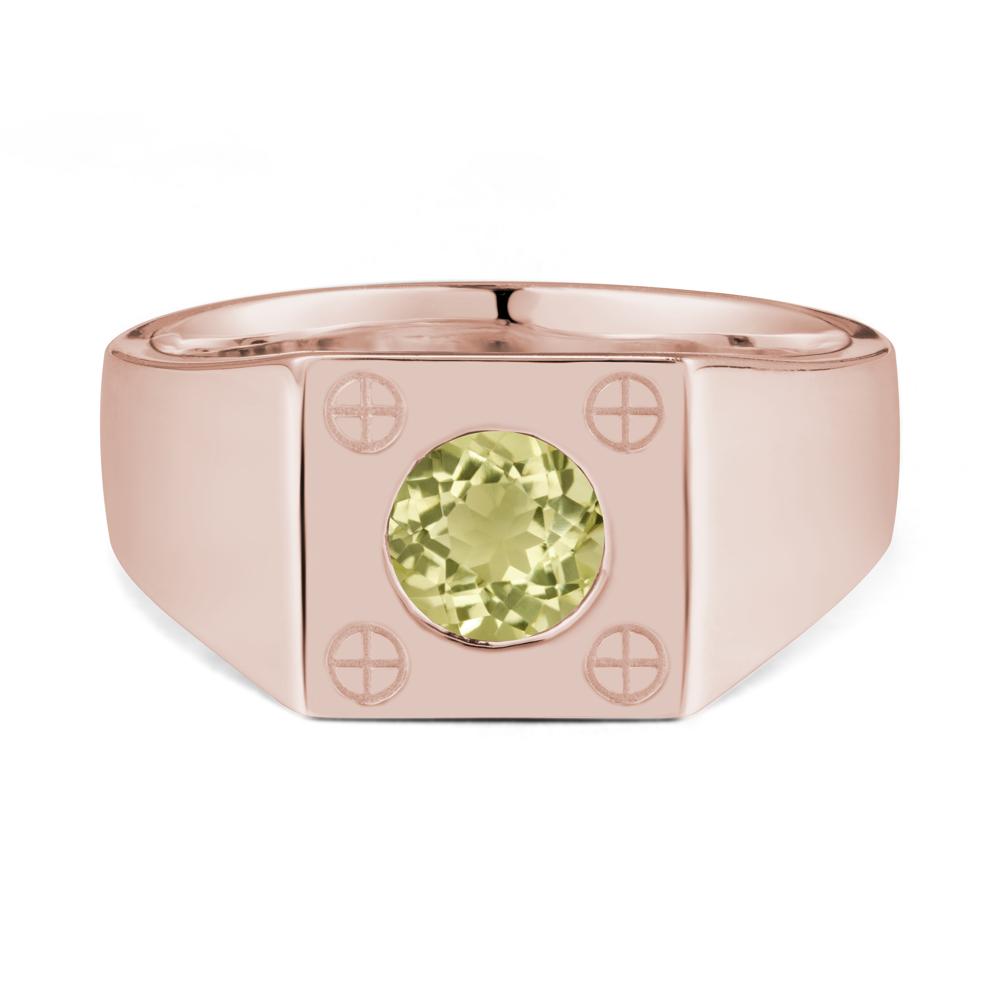 Geometric Wide Band Lemon Quartz Ring - LUO Jewelry #metal_14k rose gold