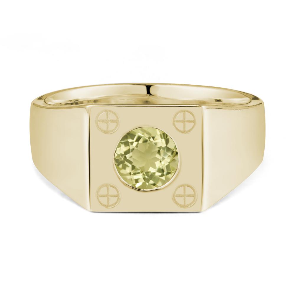 Geometric Wide Band Lemon Quartz Ring - LUO Jewelry #metal_14k yellow gold