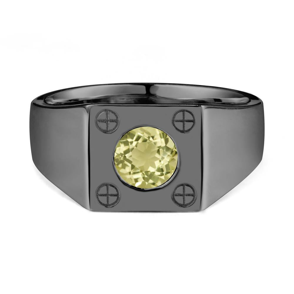 Geometric Wide Band Lemon Quartz Ring - LUO Jewelry #metal_black finish sterling silver