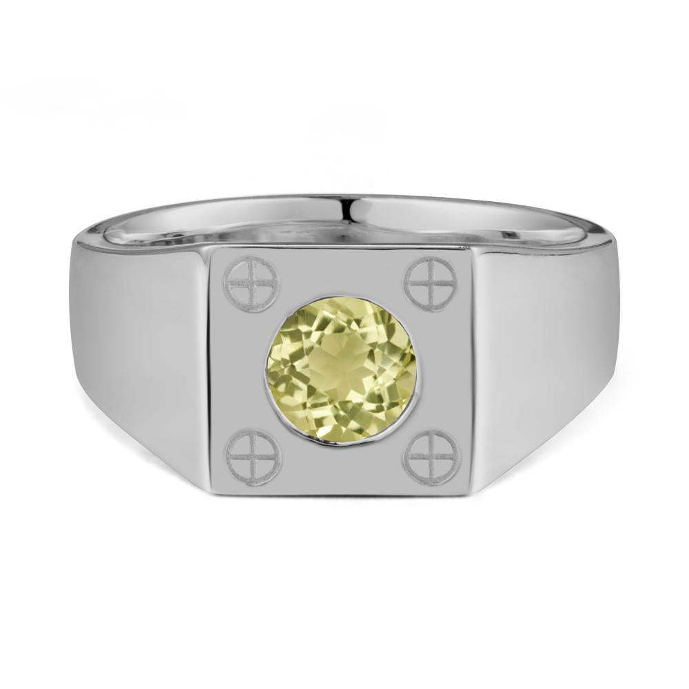 Geometric Wide Band Lemon Quartz Ring - LUO Jewelry #metal_platinum