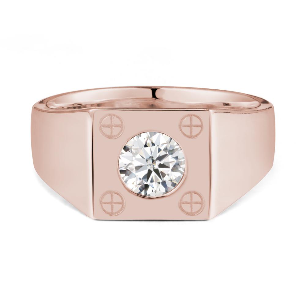 Geometric Wide Band Moissanite Ring - LUO Jewelry #metal_14k rose gold