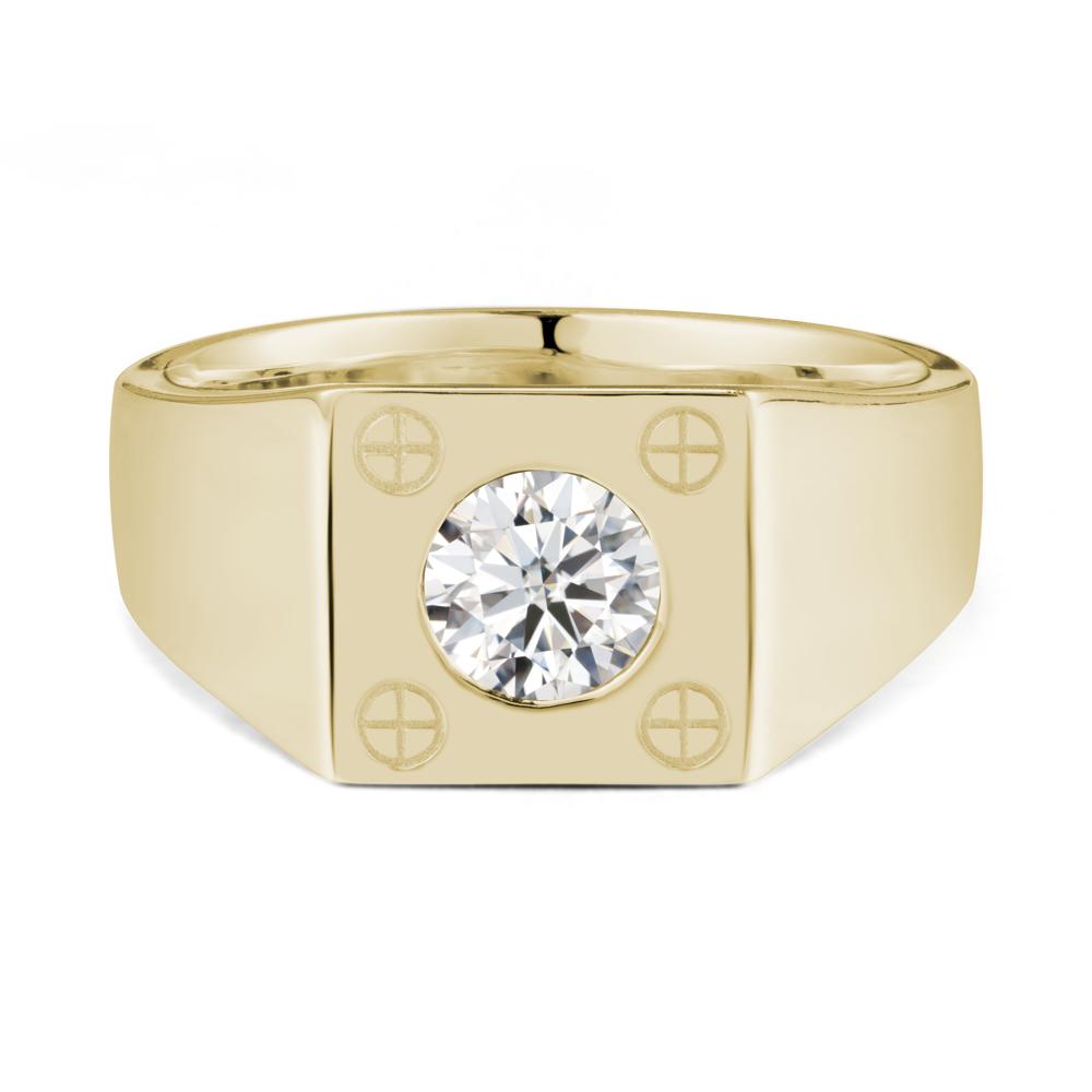 Geometric Wide Band Moissanite Ring - LUO Jewelry #metal_14k yellow gold