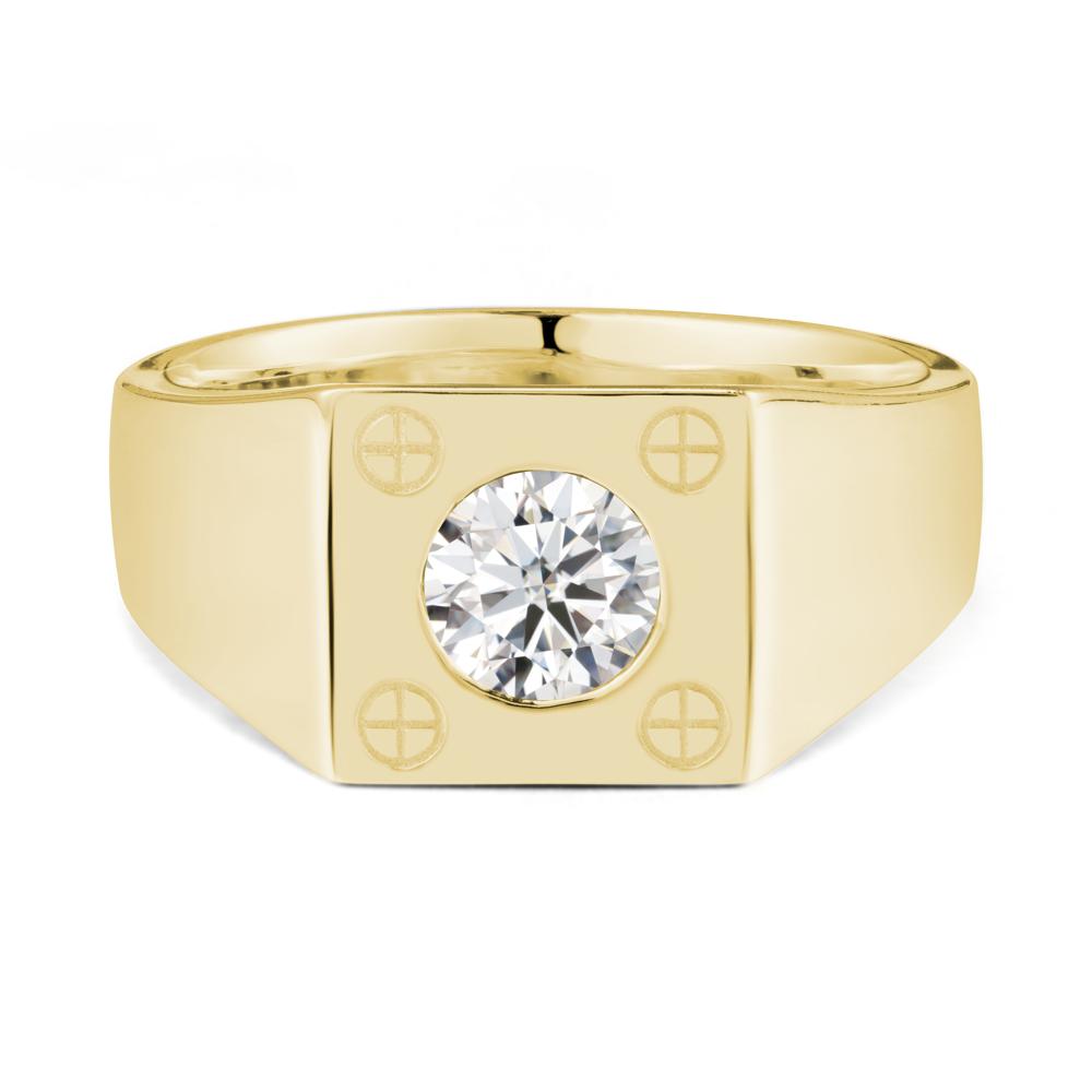 Geometric Wide Band Moissanite Ring - LUO Jewelry #metal_18k yellow gold