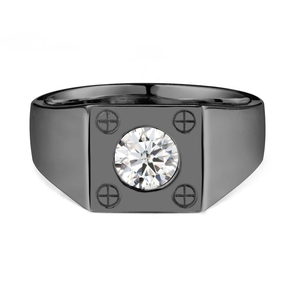 Geometric Wide Band Moissanite Ring - LUO Jewelry #metal_black finish sterling silver