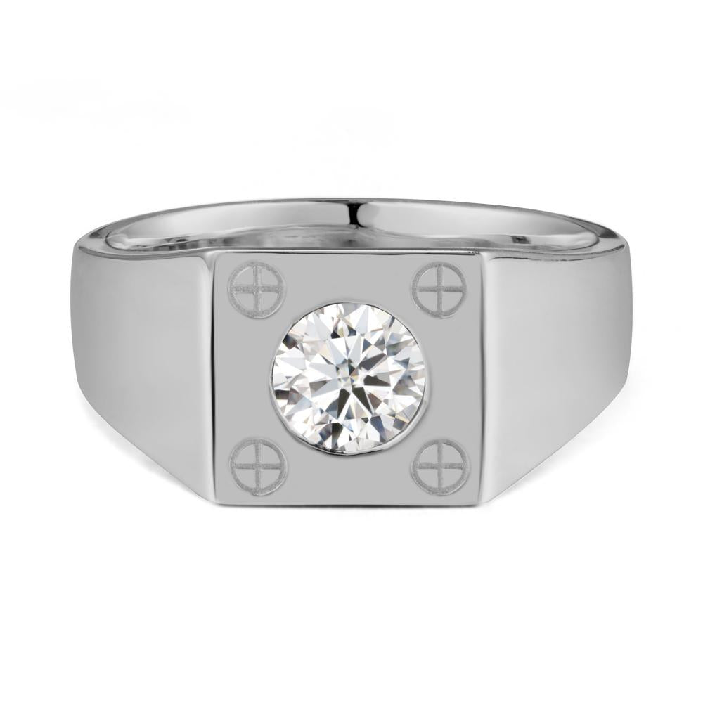 Geometric Wide Band Moissanite Ring - LUO Jewelry #metal_platinum