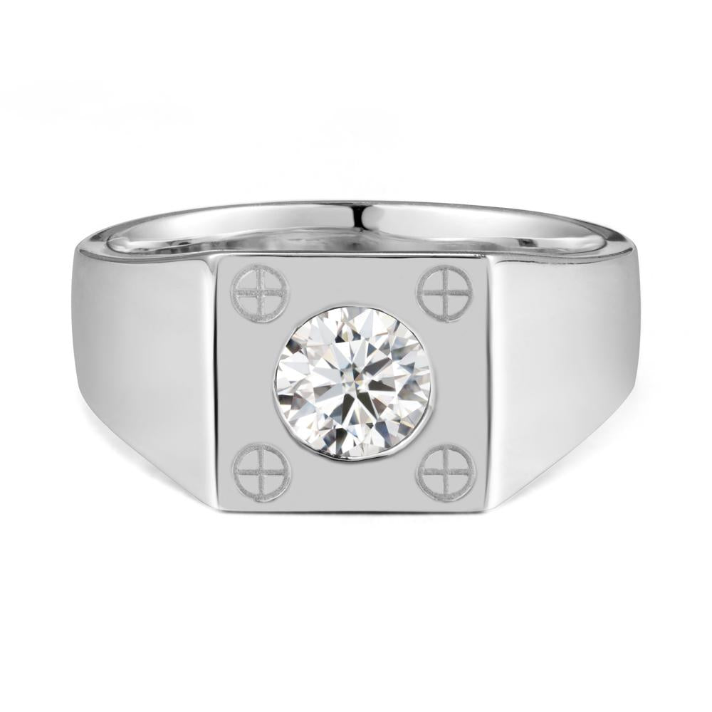 Geometric Wide Band Moissanite Ring - LUO Jewelry #metal_sterling silver