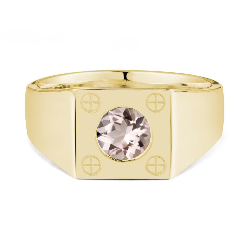 Geometric Wide Band Morganite Ring - LUO Jewelry #metal_18k yellow gold