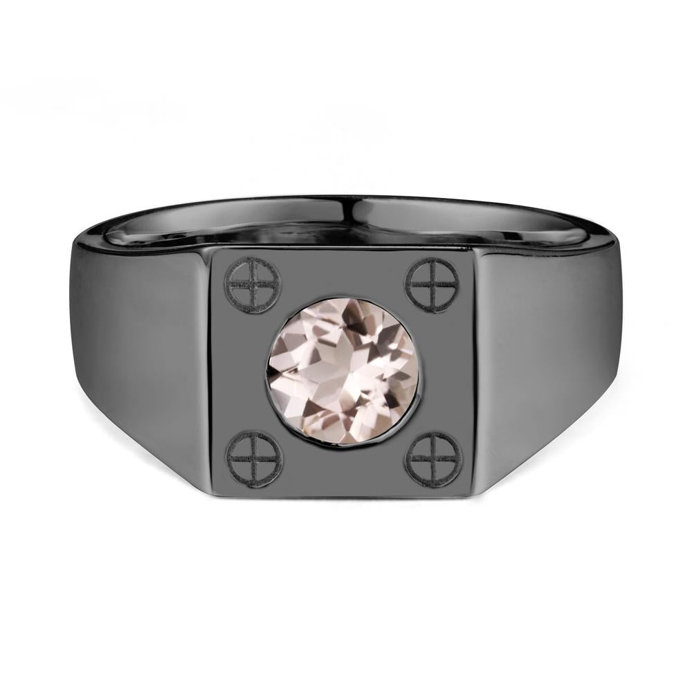 Geometric Wide Band Morganite Ring - LUO Jewelry #metal_black finish sterling silver