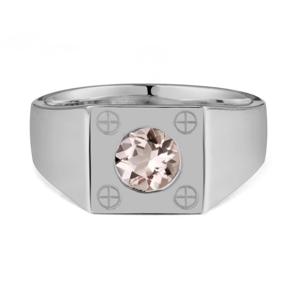 Geometric Wide Band Morganite Ring - LUO Jewelry #metal_platinum
