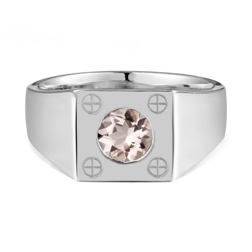 Geometric Wide Band Morganite Ring - LUO Jewelry #metal_sterling silver