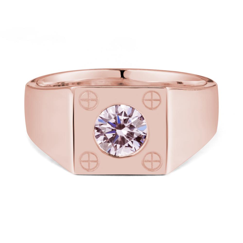 Bezel Setting Round Pink Cubic Zirconia Ring for Men - LUO Jewelry #metal_18k rose gold