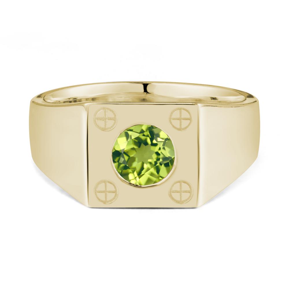 Geometric Wide Band Peridot Ring - LUO Jewelry #metal_14k yellow gold