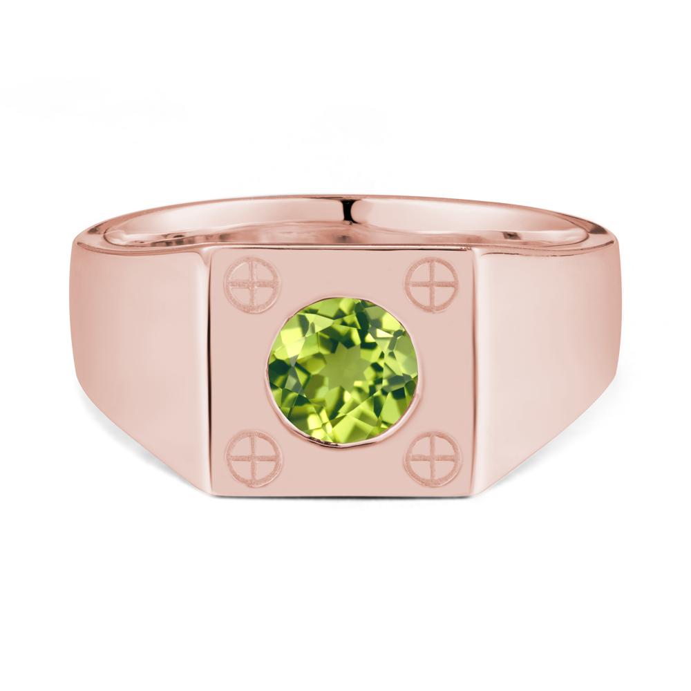 Geometric Wide Band Peridot Ring - LUO Jewelry #metal_18k rose gold