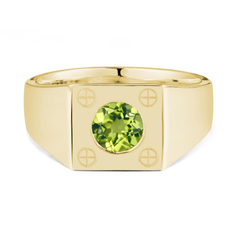 Geometric Wide Band Peridot Ring - LUO Jewelry #metal_18k yellow gold
