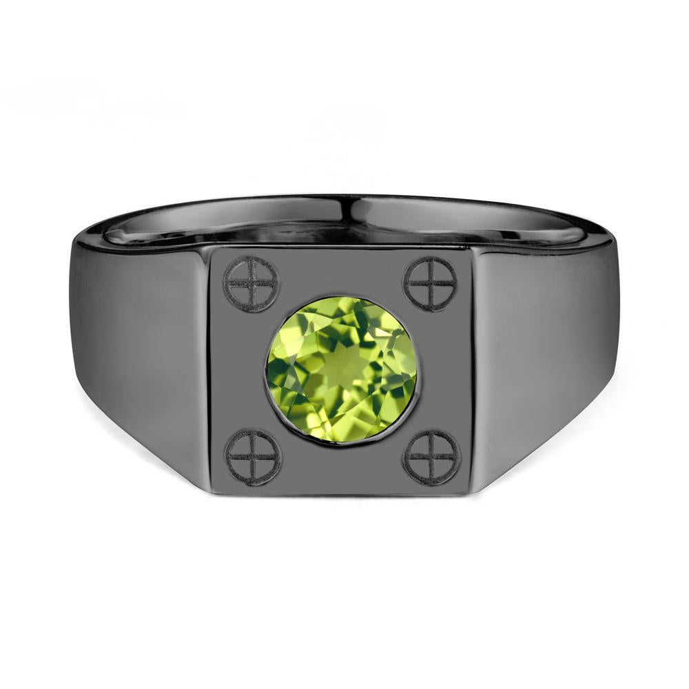 Geometric Wide Band Peridot Ring - LUO Jewelry #metal_black finish sterling silver