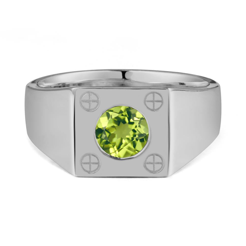 Geometric Wide Band Peridot Ring - LUO Jewelry #metal_platinum