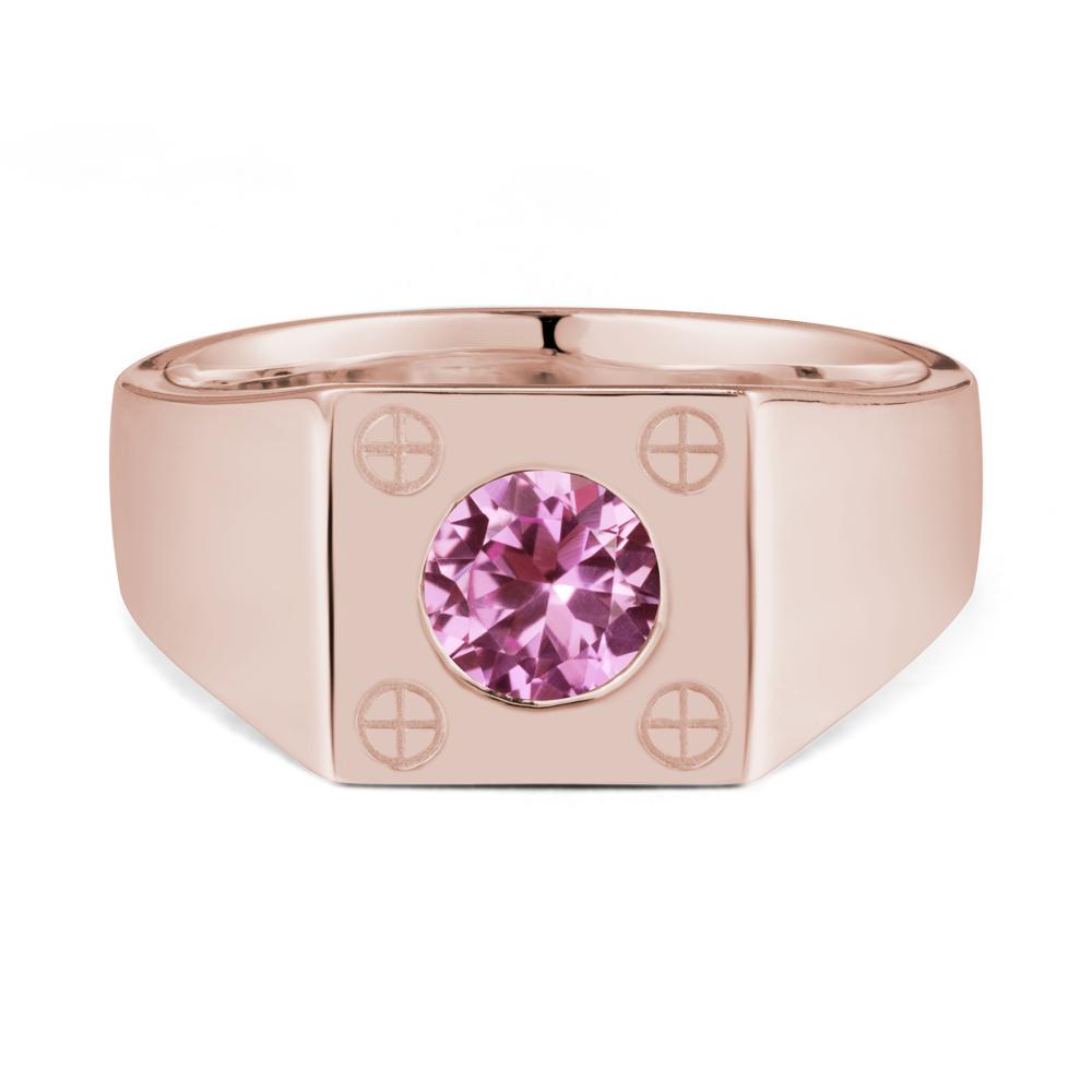 Geometric Wide Band Pink Sapphire Ring - LUO Jewelry #metal_14k rose gold